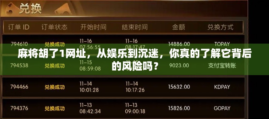 麻将胡了1网址，从娱乐到沉迷，你真的了解它背后的风险吗？