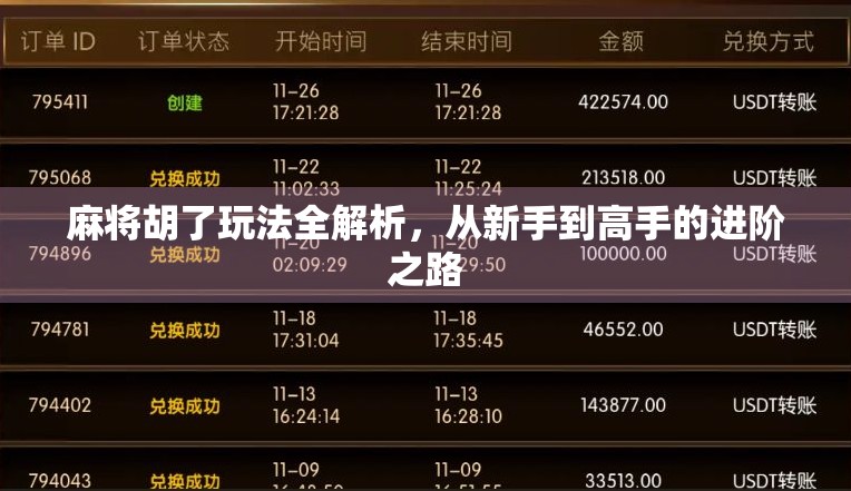 麻将胡了玩法全解析，从新手到高手的进阶之路